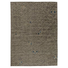 Contemporary Art Deco Geometric Taupe Silk Carpet "Eclipse" by Doris Leslie Blau