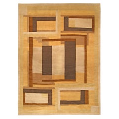 Contemporary Art Deco Inspired Brown, Beige and Yellow Rug by Doris Leslie Blau