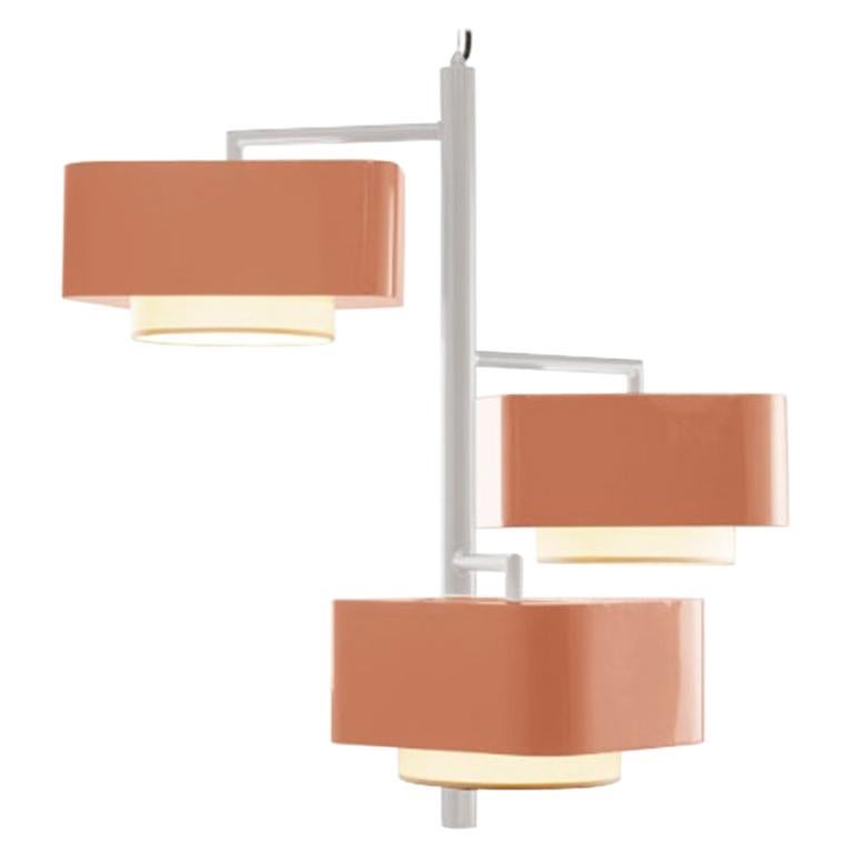 Lampe à suspension contemporaine d'inspiration Art Déco Carousel I en ivoire et rose saumon
