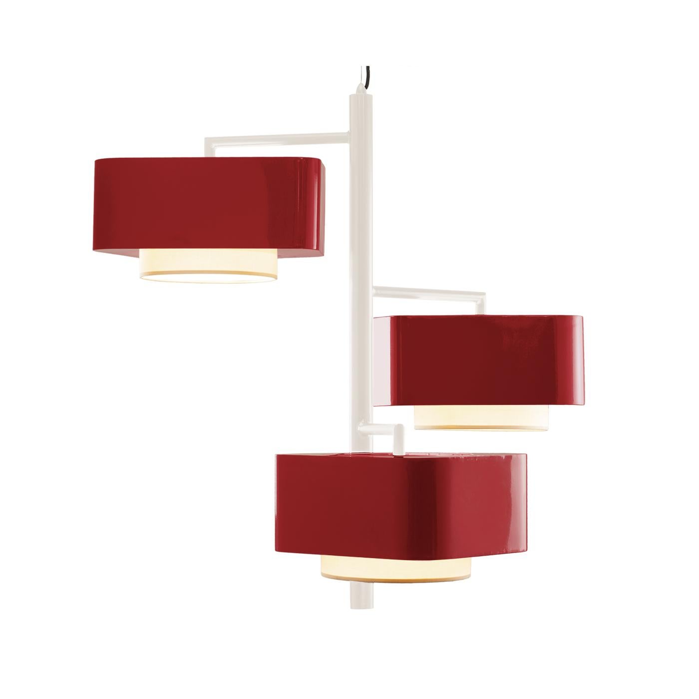 Powder-Coated Contemporary Art Deco Inspired Carousel I Pendant Lamp in Lipstick Red For Sale