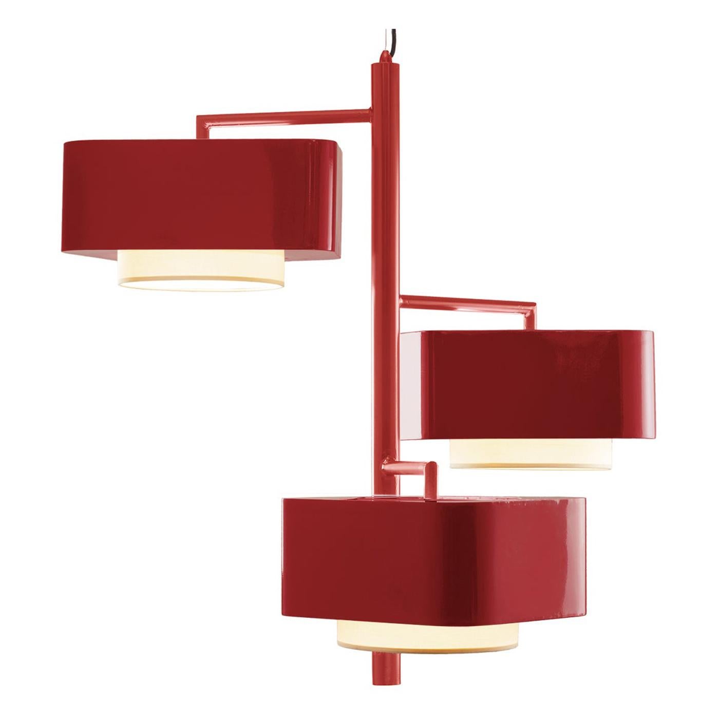 Lampe à suspension Carousel I d'inspiration Art Déco contemporaine rouge lipstick