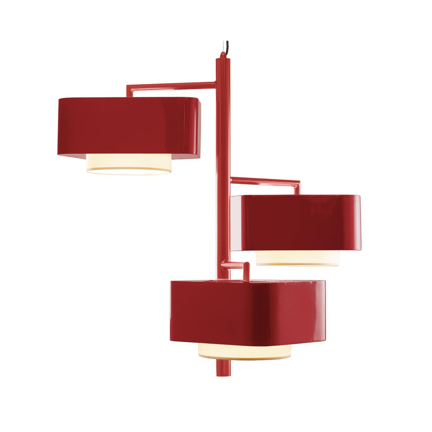 Contemporary Art Deco inspired Carousel I Pendant Lamp in Lipstick Red For Sale