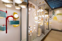 Contemporary Art Deco inspired Carousel I Suspension Lamp in Off-White Ivory