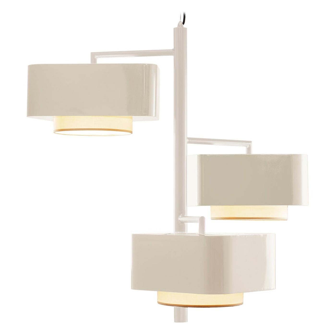 Contemporary Art Deco inspired Carousel I Suspension Lamp in Off-White Ivory