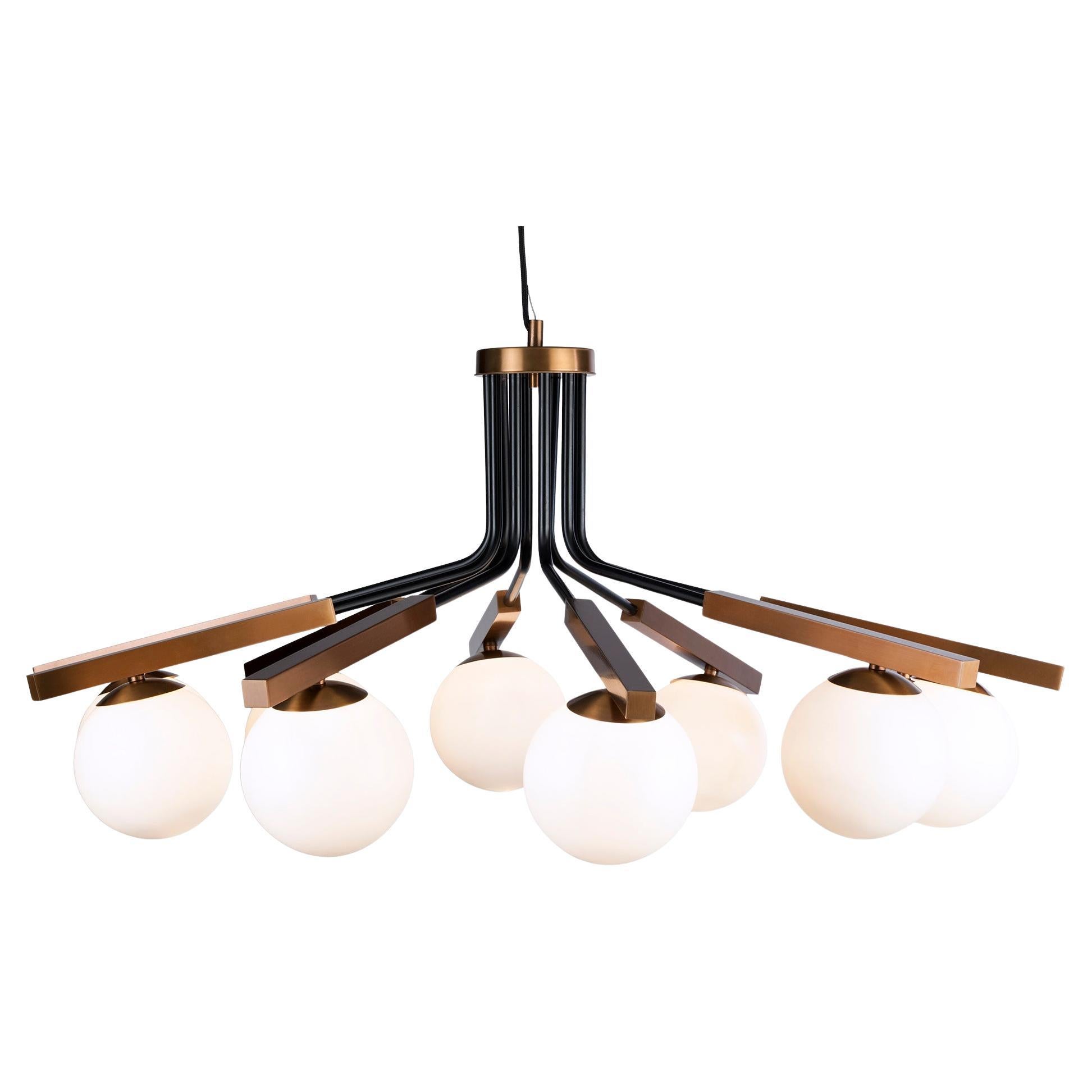 Contemporary Art Deco Inspired Globe Pendant Lamp, Polished Brass by UTU Lamps