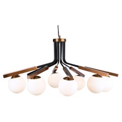 Contemporary Art Deco Inspired Globe Pendant Lamp, Polished Brass by UTU Lamps