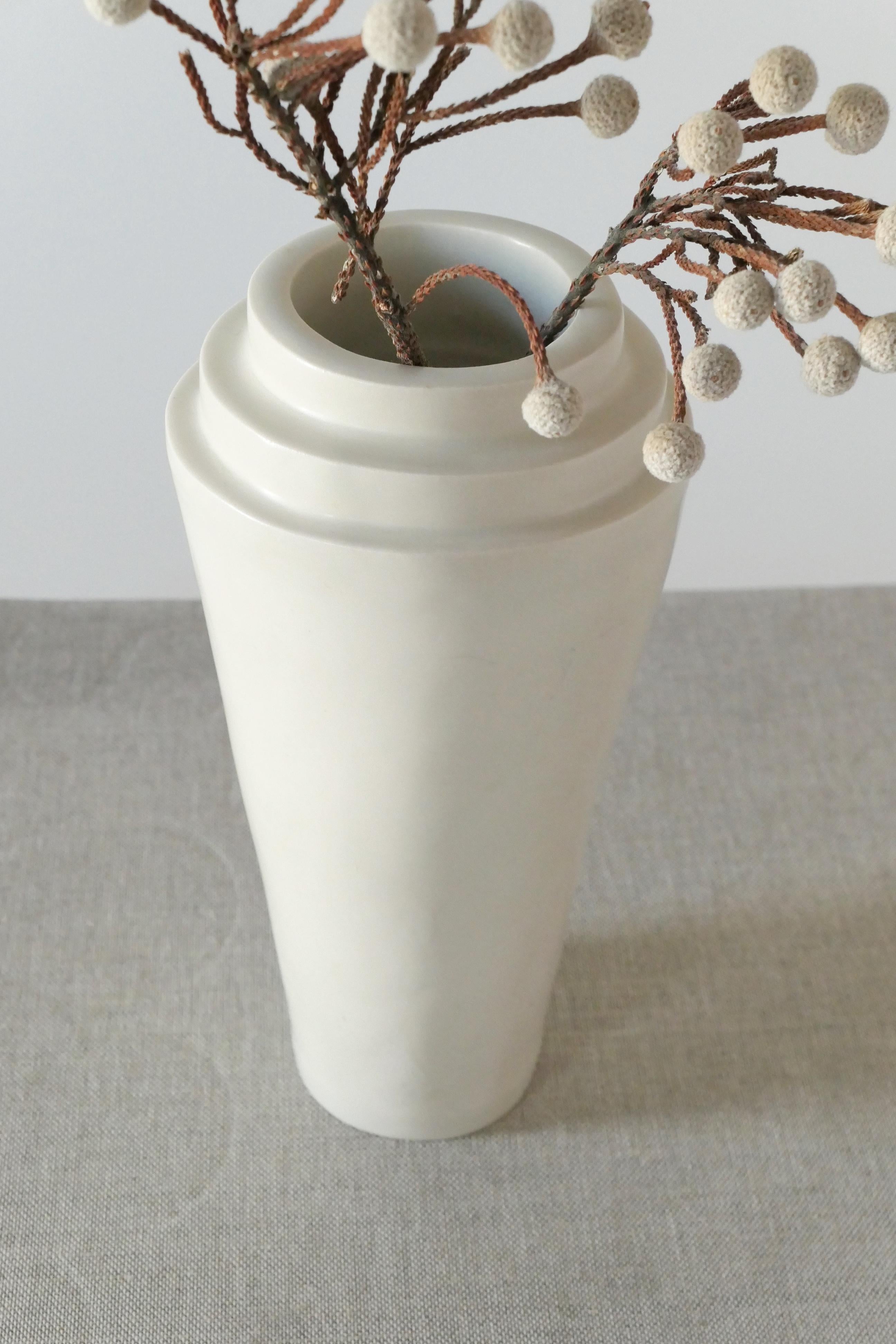 American Contemporary Art Deco-Inspired Handmade Ceramic Vase For Sale