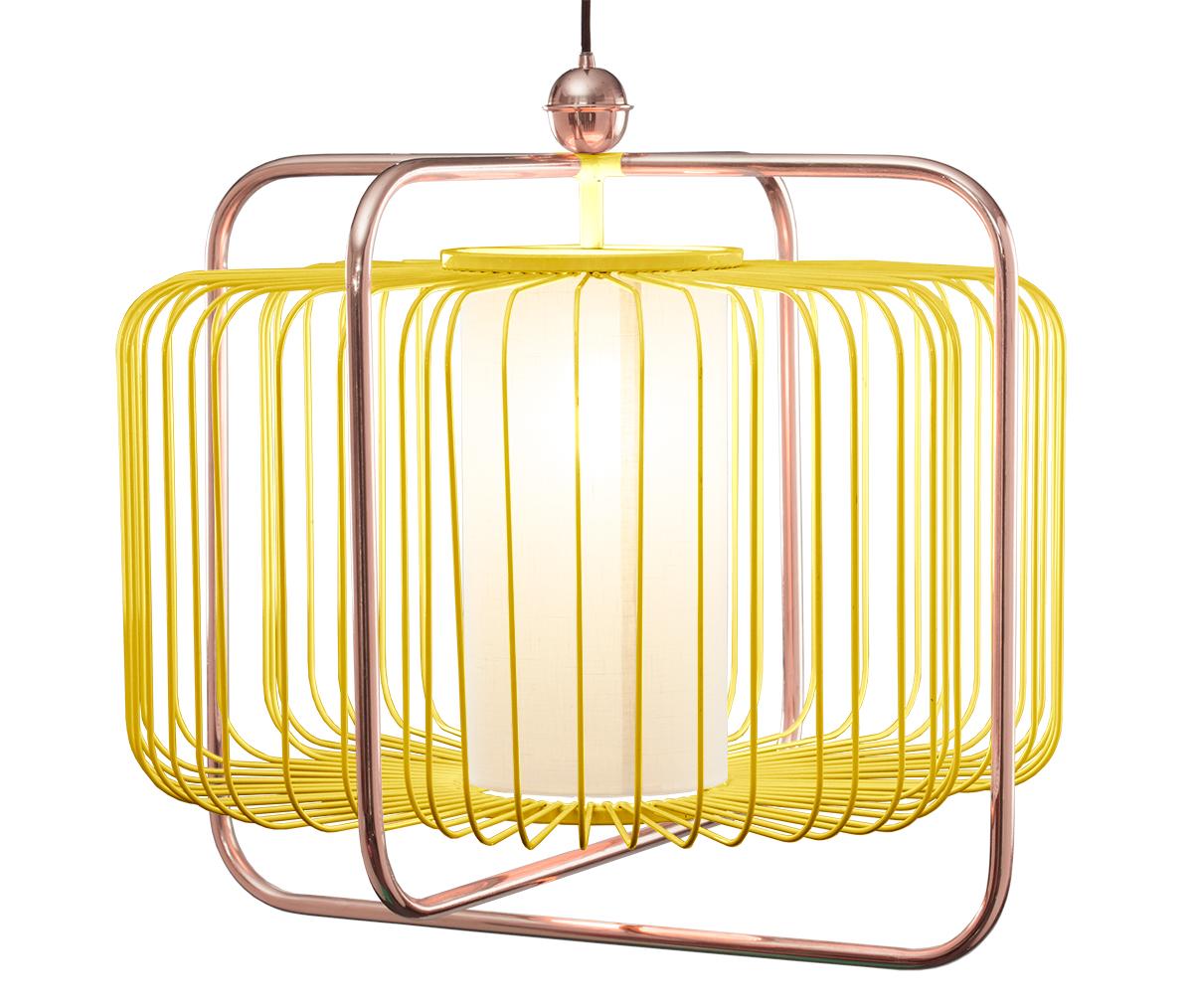 Contemporary Art Deco Inspired Jules I Pendant Lamp in Copper, Taupe and Linen For Sale 11