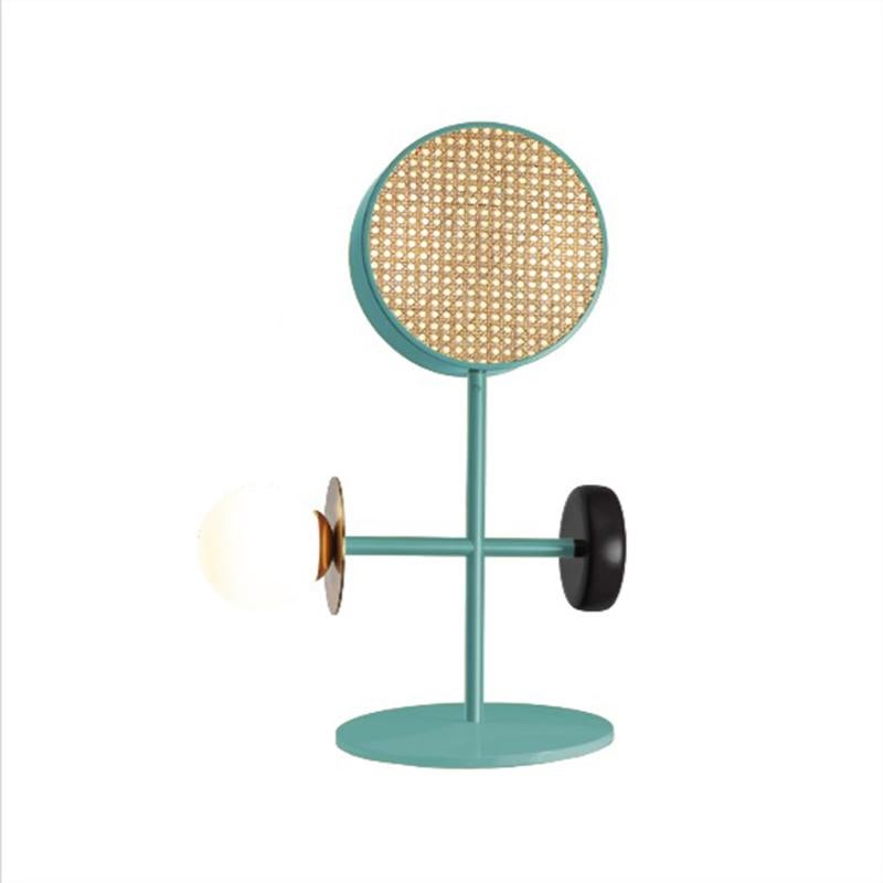 Portuguese Contemporary Art Deco Inspired Monaco Table I Lamp in Cobalt, Brass and Green For Sale