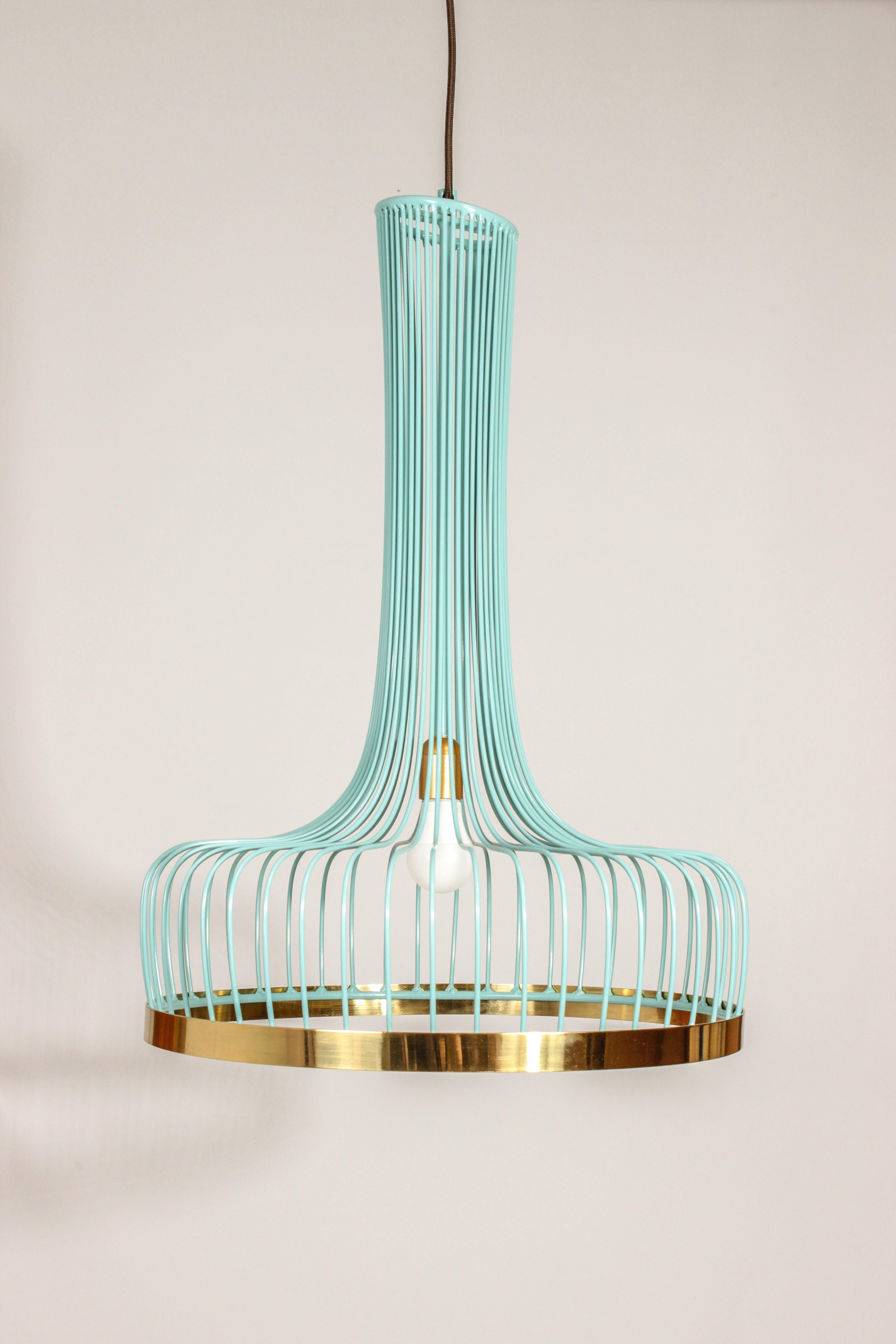 Art Déco Lampada a sospensione New Spider I di ispirazione Art Deco Contemporanea Blu Giada in vendita