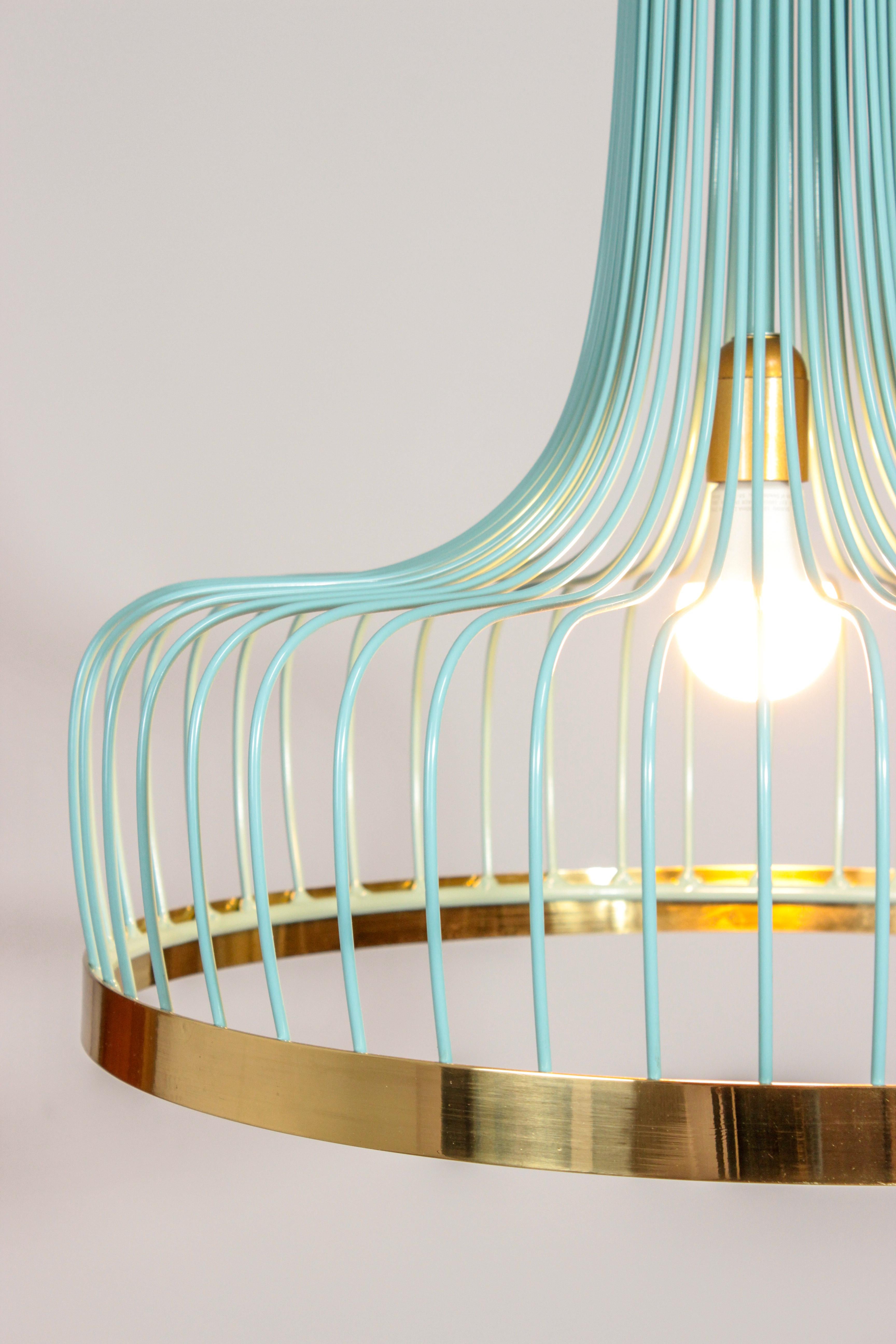 Portoghese Lampada a sospensione New Spider I di ispirazione Art Deco Contemporanea Blu Giada in vendita