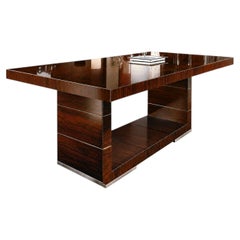 Table de salle à manger contemporaine Art déco italienne de luxe en palissandre brésilien