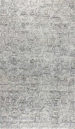 Contemporary Art Deco Ivory With Charcoal Carpet "Quagmire" by Doris Leslie Blau