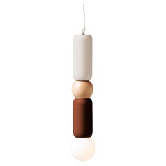 Contemporary Art Deco Pendant Lamp Play I in Copper, Ivory & Natural Oak by UTU