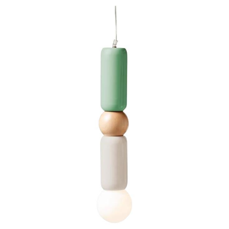 Contemporary Art Deco Pendant Lamp Play I in Dream, Ivory and Natural Oak by UTU For Sale