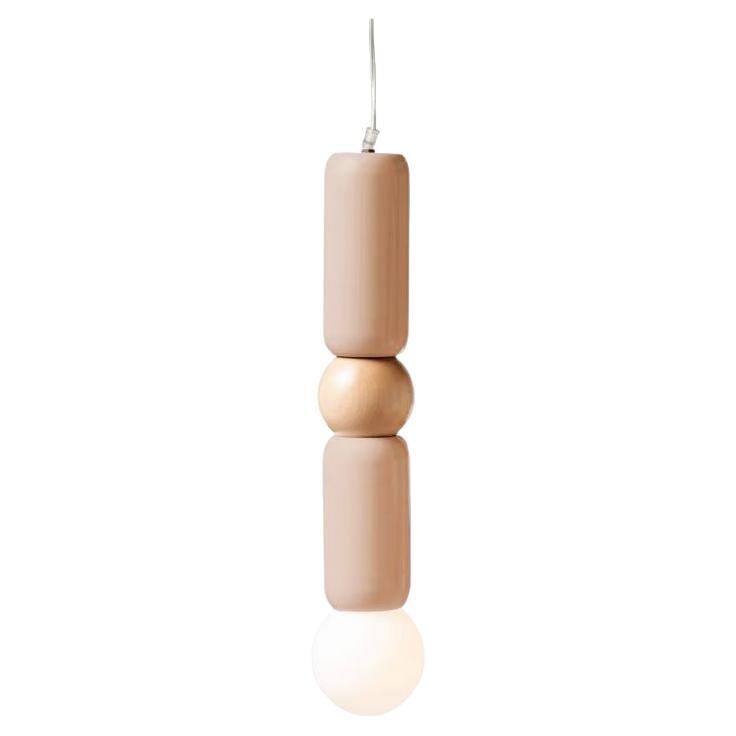 Contemporary Art Deco Pendant Lamp Play I in Nude & Natural Oak by UTU For Sale