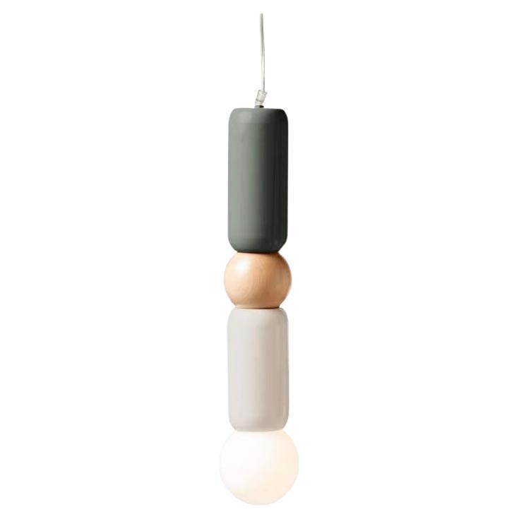 Contemporary Art Deco Pendant Lamp Play i in Sage, Ivory and Natural Oak by UTU For Sale