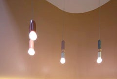 Contemporary Art Deco Pendant Lamp Play II in Lilac, Ivory & Natural Oak by UTU