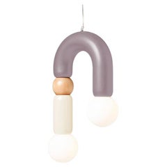 Contemporary Art Deco Pendant Lamp Play II in Lilac, Ivory & Natural Oak by UTU