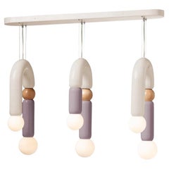 Contemporary Art Deco Pendant Lamp Play III in Ivory, Lilac, Natural Oak by UTU