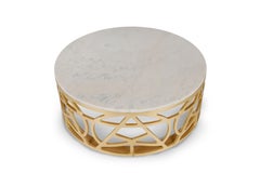 Table basse Art Déco Pyrite, marbre feuille d'or, fabriquée à la main au Portugal par Greenapple