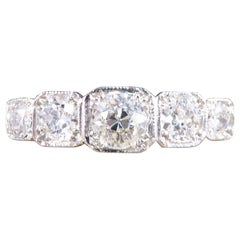 Contemporary Art Deco Style 0.80ct Diamond Five Stone Geometric Ring in Platinum