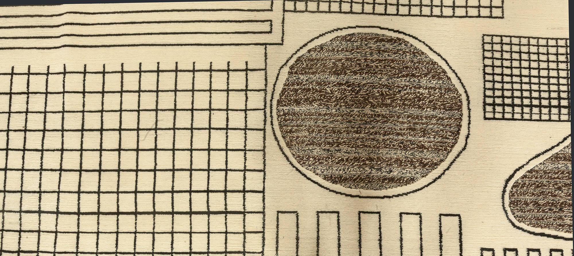 Beiger, schwarzer und grauer Teppich im zeitgenössischen Art-Déco-Stil von Doris Leslie Blau.
Größe: 12'0