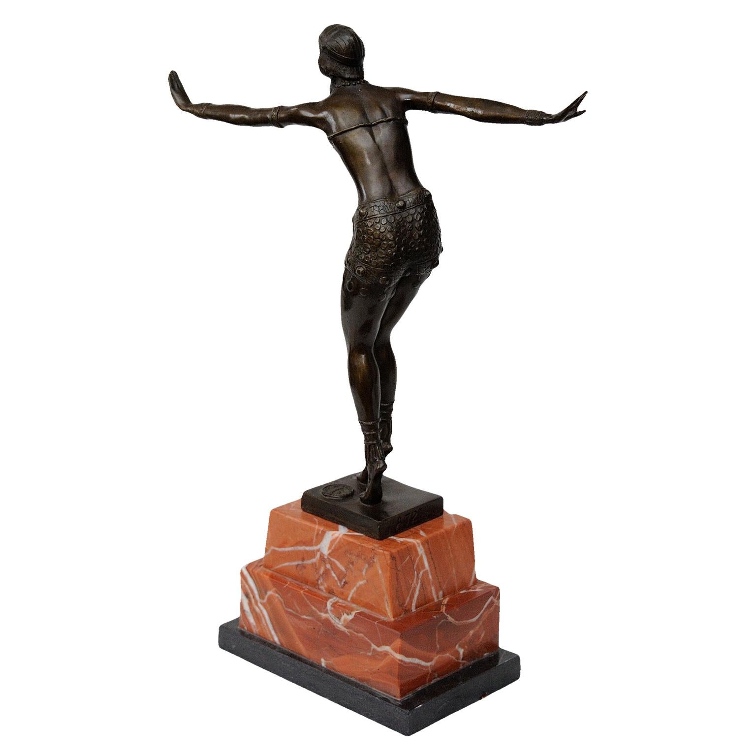 French Contemporary Art Deco Style Bronze of a Dancer For Sale