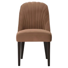 Contemporary Art Deco Style Channel-Tufted Dining Chair with Tapered Wood Legs
