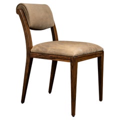 Sedia da pranzo in stile Art Deco in pelle beige di Costantini, Gianni, In magazzino