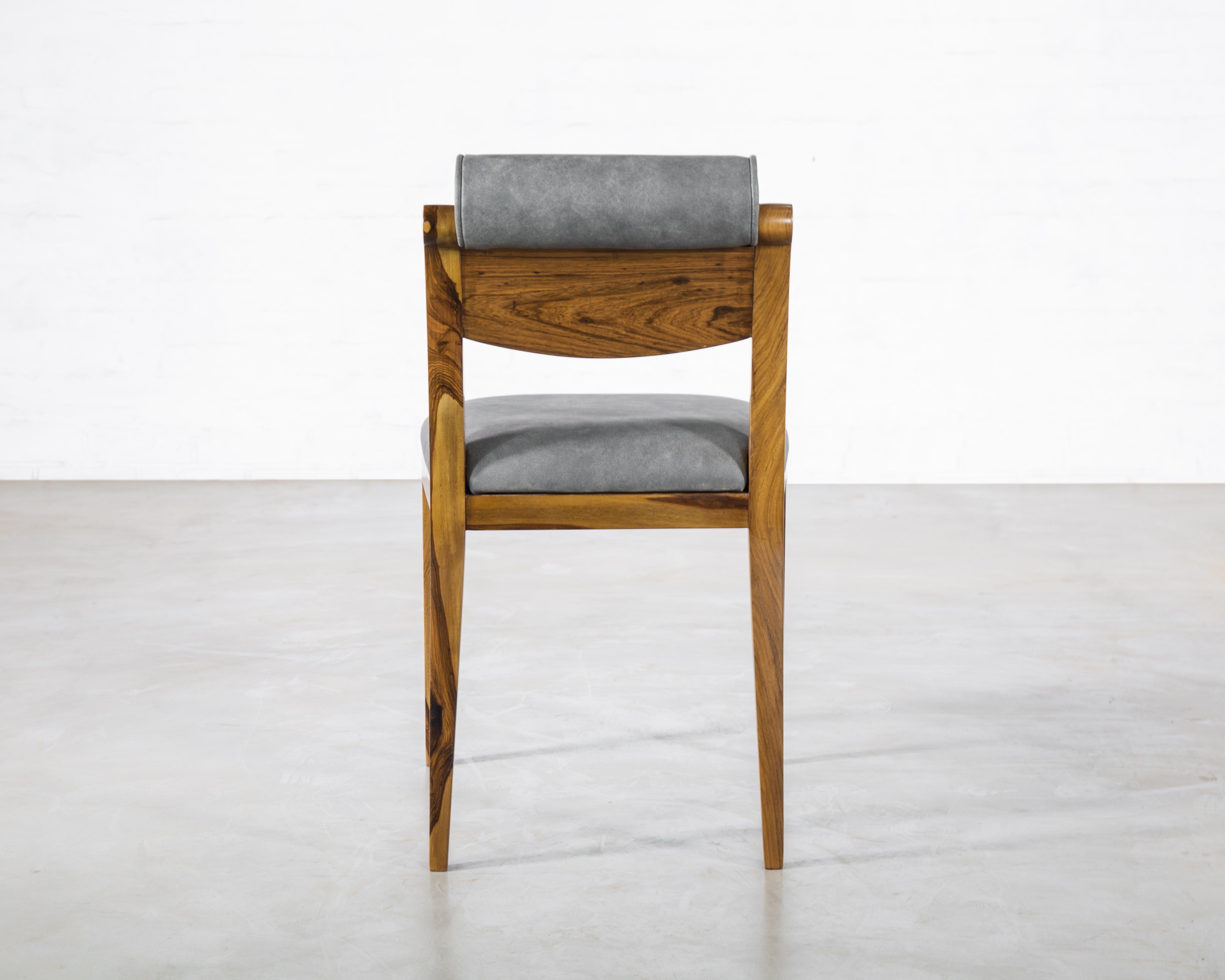 Woodwork Contemporary Art Deco Style Leather Dining Chair from Costantini, Gianni For Sale