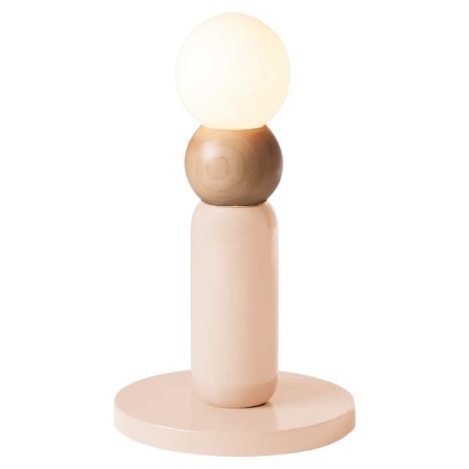Contemporary Art Deco Table Lamp Play I in Nude and Natural Oak by UTU For Sale