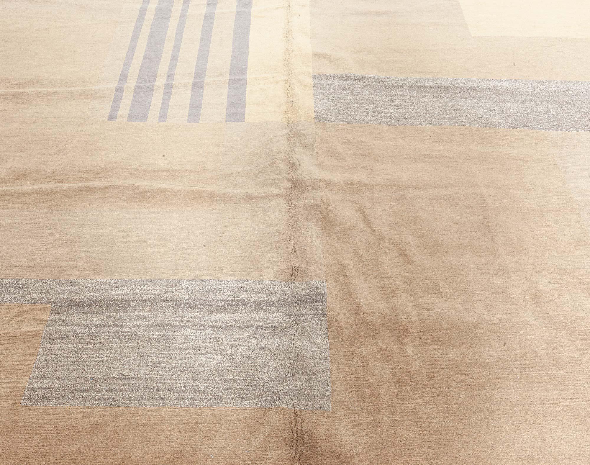 Contemporary Art Deco Tibetan handmade silk and wool rug by Doris Leslie Blau
Size: 9'2