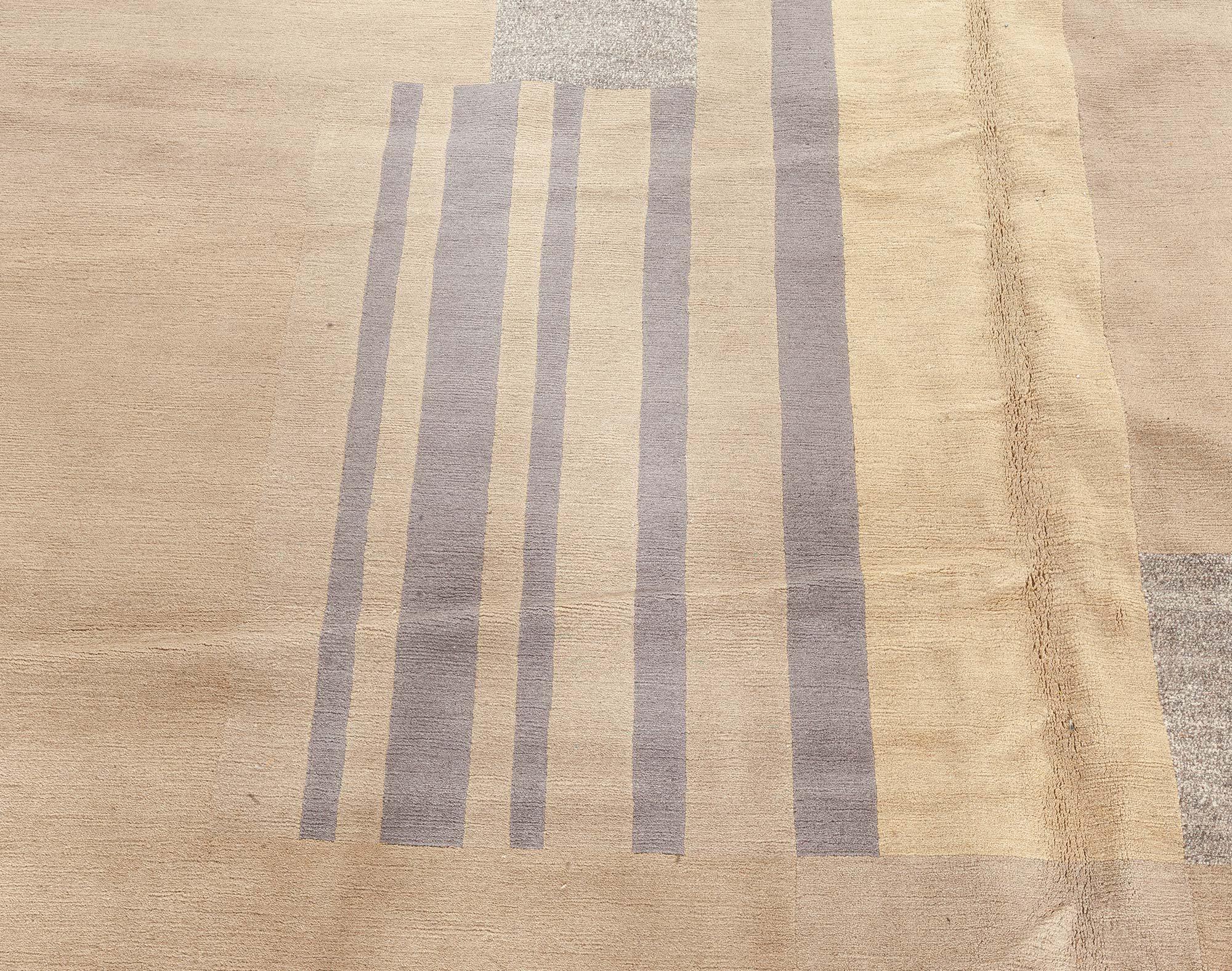 Nepalese Contemporary Art Deco Tibetan Handmade Silk and Wool Rug by Doris Leslie Blau For Sale