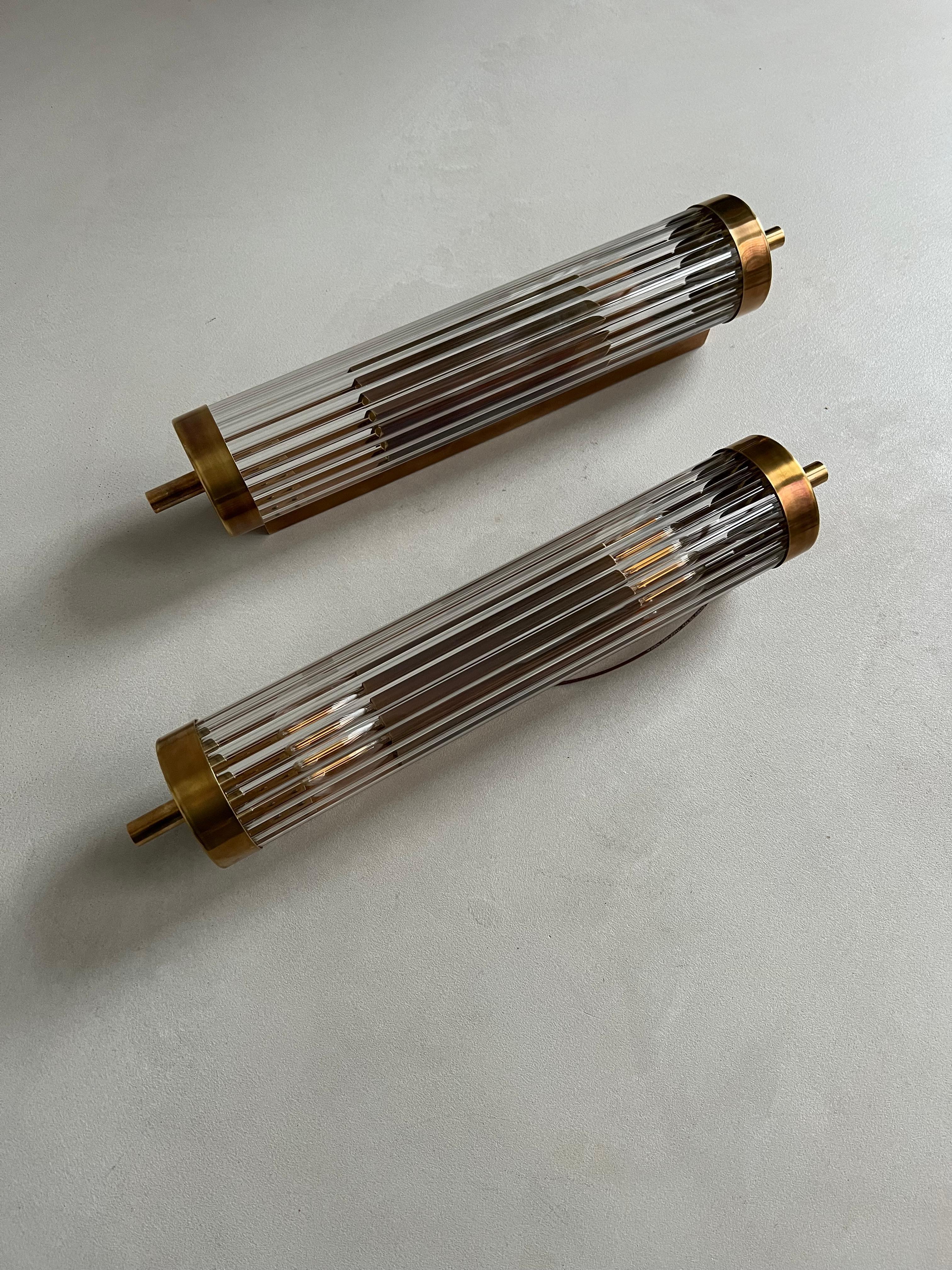 Art Deco Wall Lamp Appliques in Brass and Glass , Wall Sconces 1930's - 1960's For Sale 7
