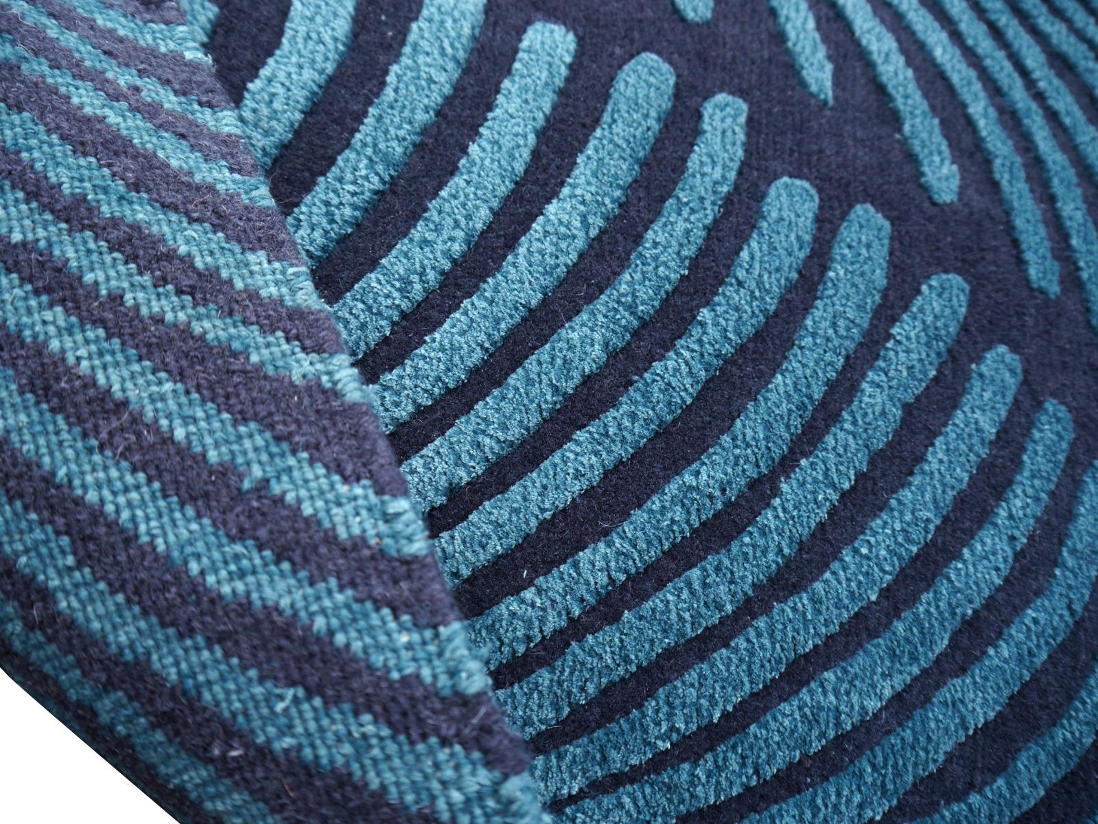 Contemporary Art Deco Zebra Rug Hand Knotted Blue Wool Silk Djoharian Collection im Angebot 3