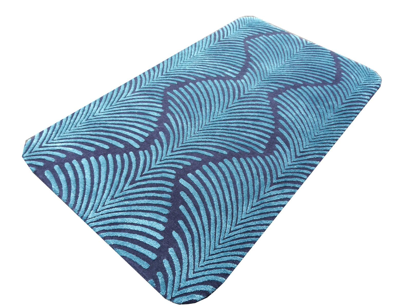 Contemporary Art Deco Zebra Rug Hand Knotted Blue Wool Silk Djoharian Collection For Sale 8