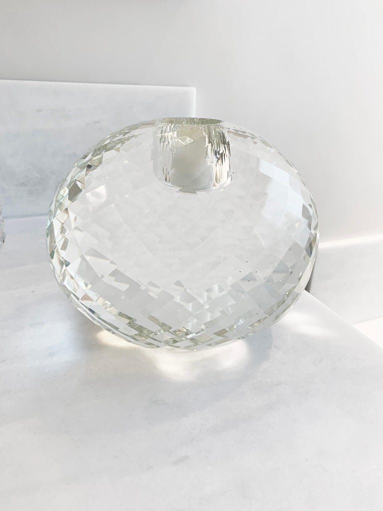 Large Modern Candle Holder, Art Glass, Crystal Sphere by Veritas Home For Sale at 1stDibs
