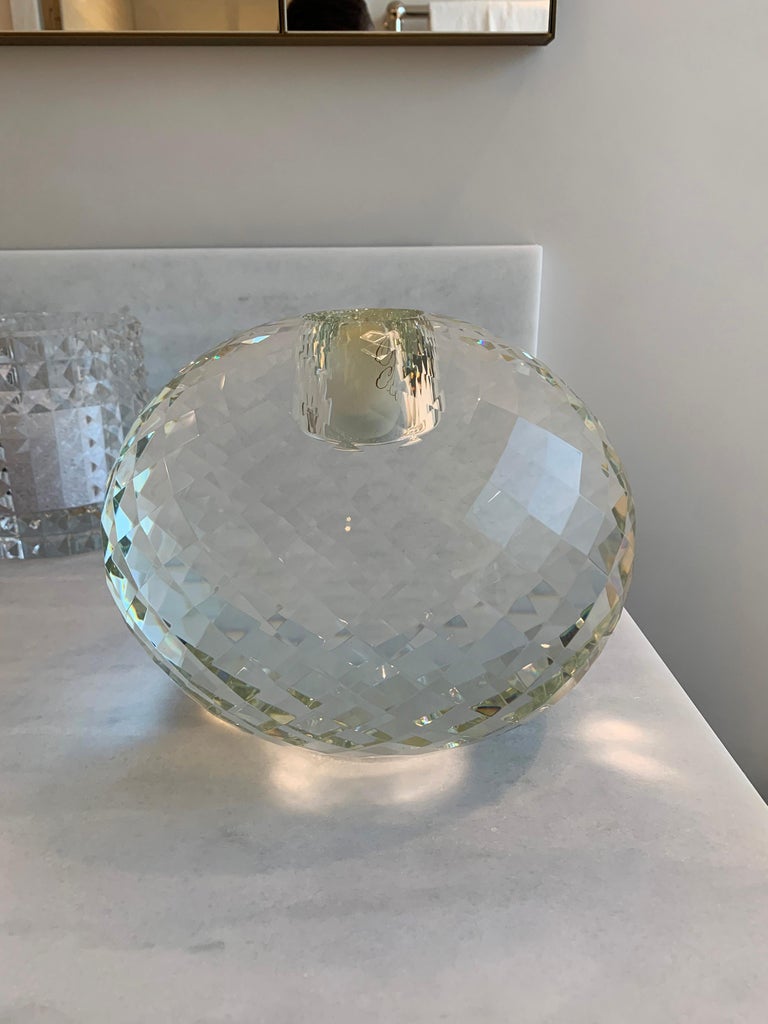 Large Modern Candle Holder, Art Glass, Crystal Sphere by Veritas Home For Sale at 1stDibs