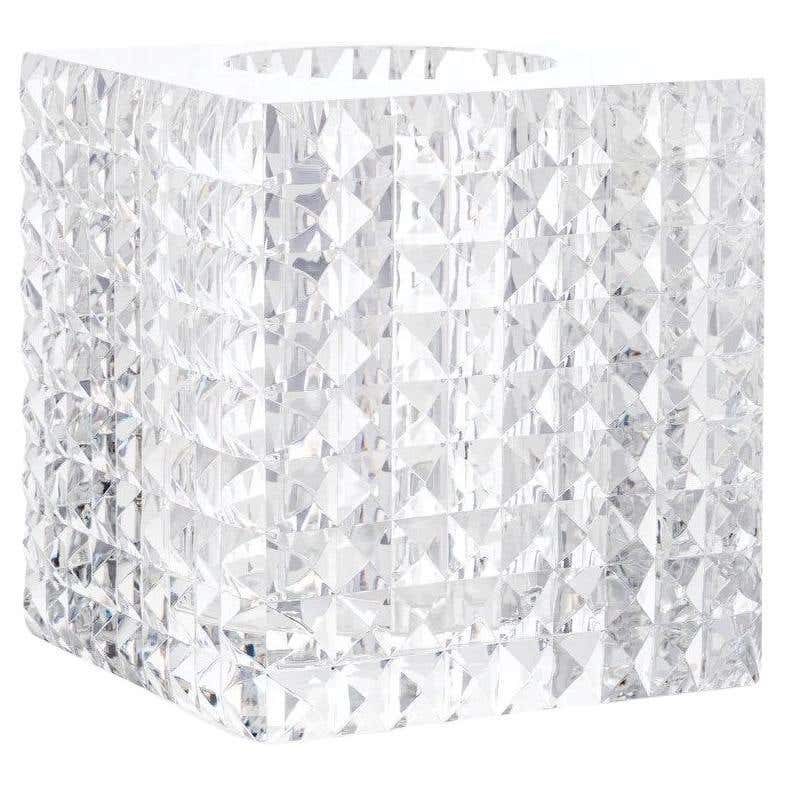 Contemporary Art Glass Cut Crystal Square Pyramid Faceted Vase by ...