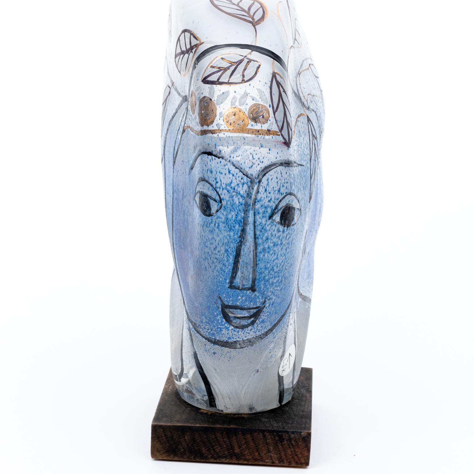 Contemporary Art Glass Head on Base For Sale at 1stDibs