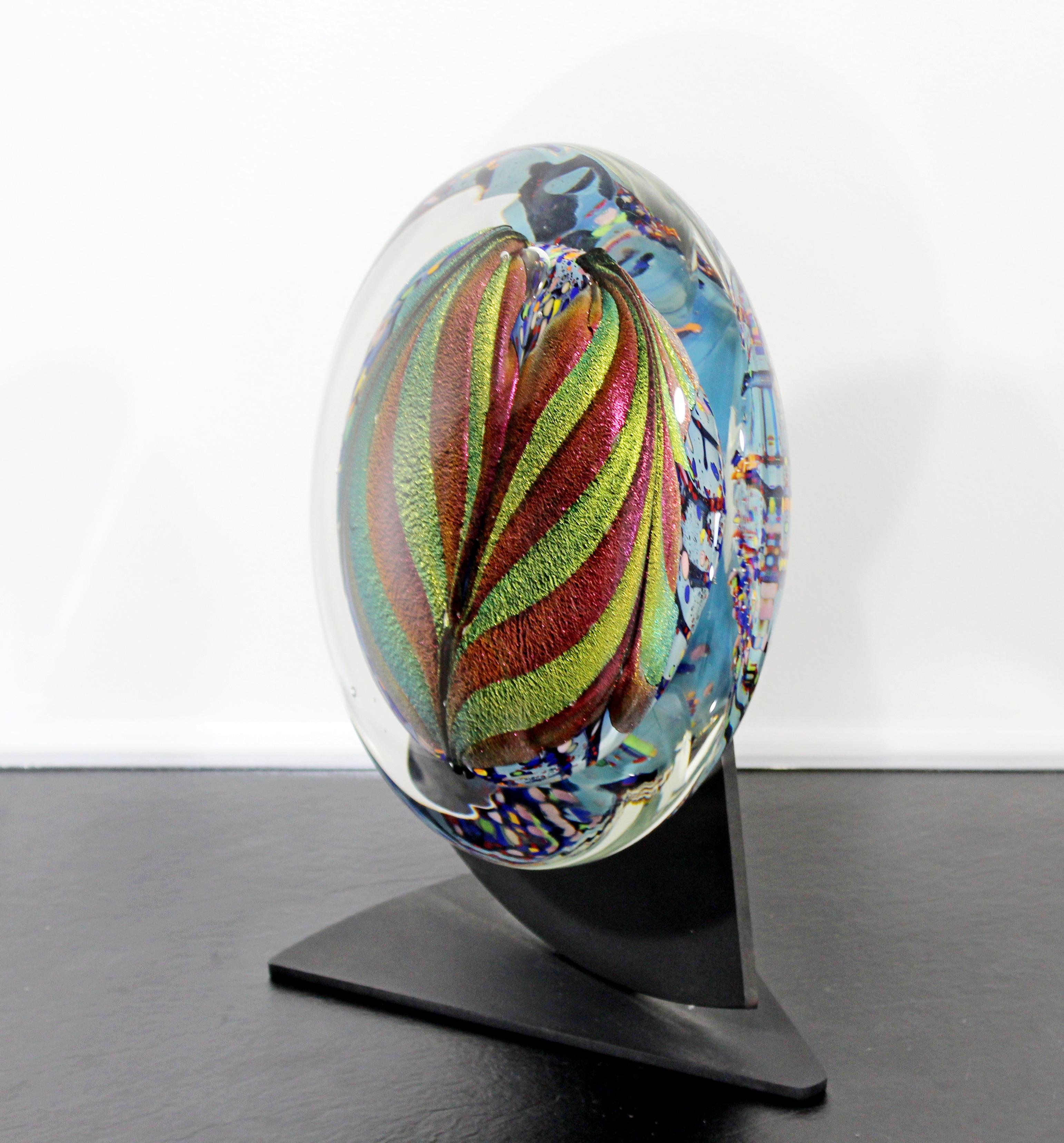 American Contemporary Art Glass on Base Table Sculpture Signed Dated Rollin Karg, 2002