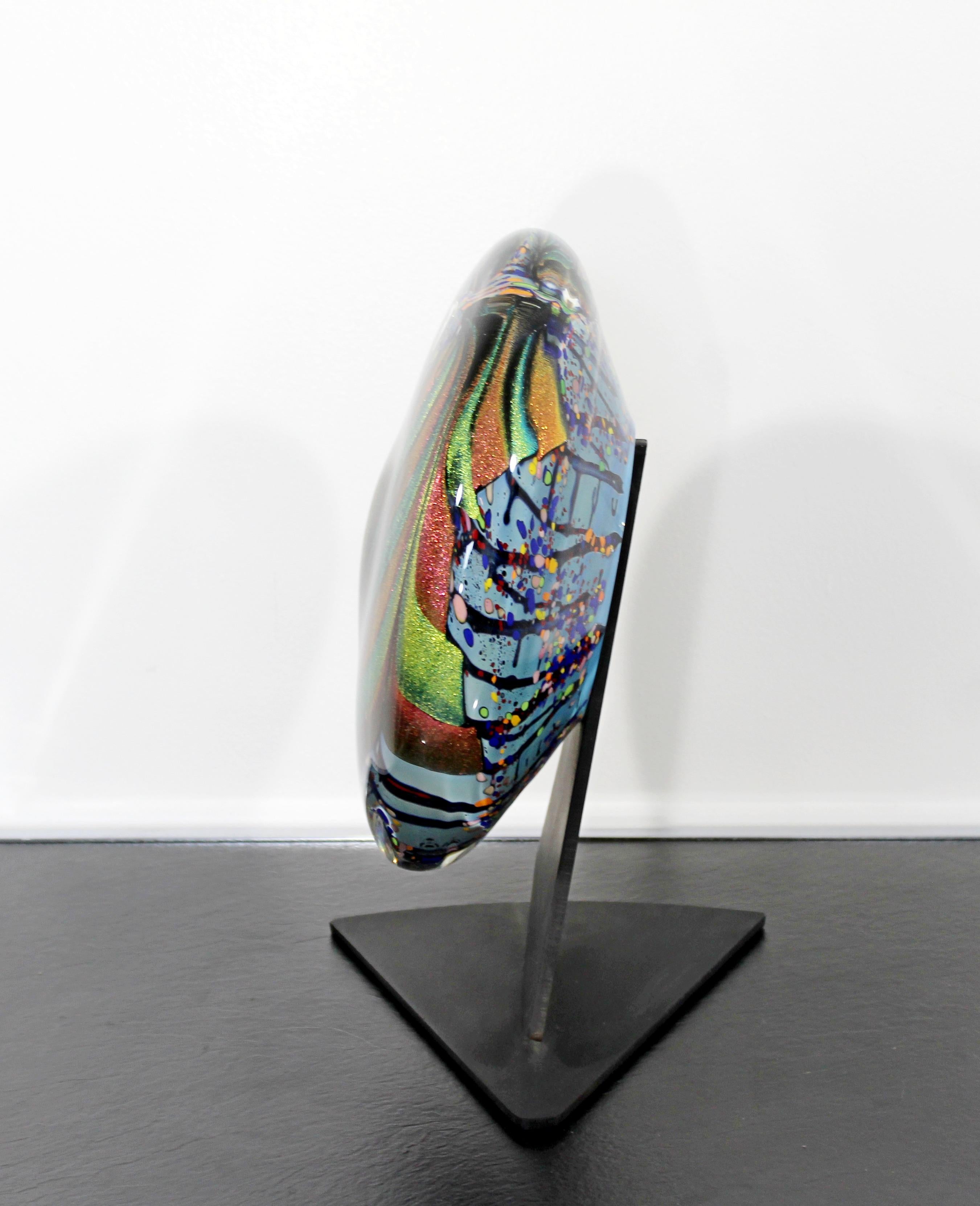 Contemporary Art Glass on Base Table Sculpture Signed Dated Rollin Karg, 2002 In Good Condition In Keego Harbor, MI