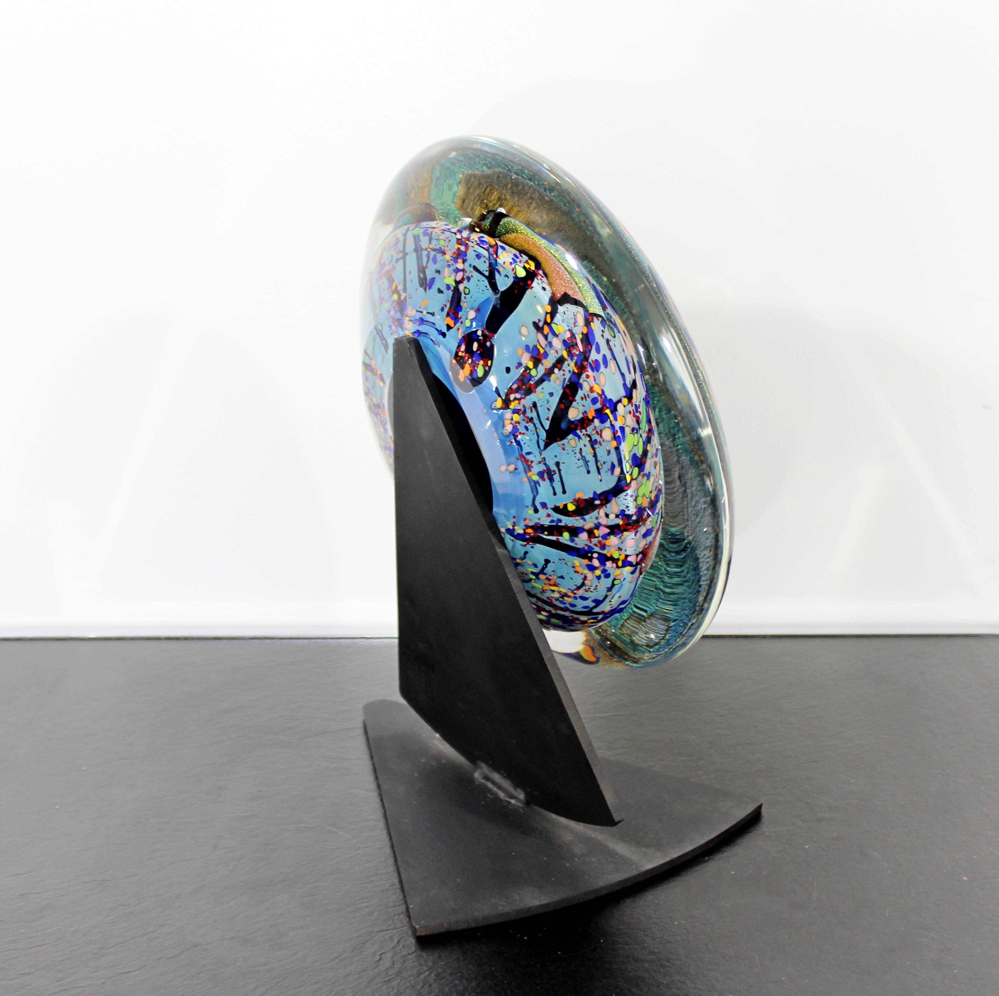 Contemporary Art Glass on Base Table Sculpture Signed Dated Rollin Karg, 2002 2