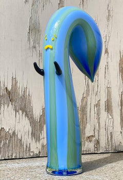 Contemporary American Art Glass Blue Drooper Monster Sculpture by Austin Stern