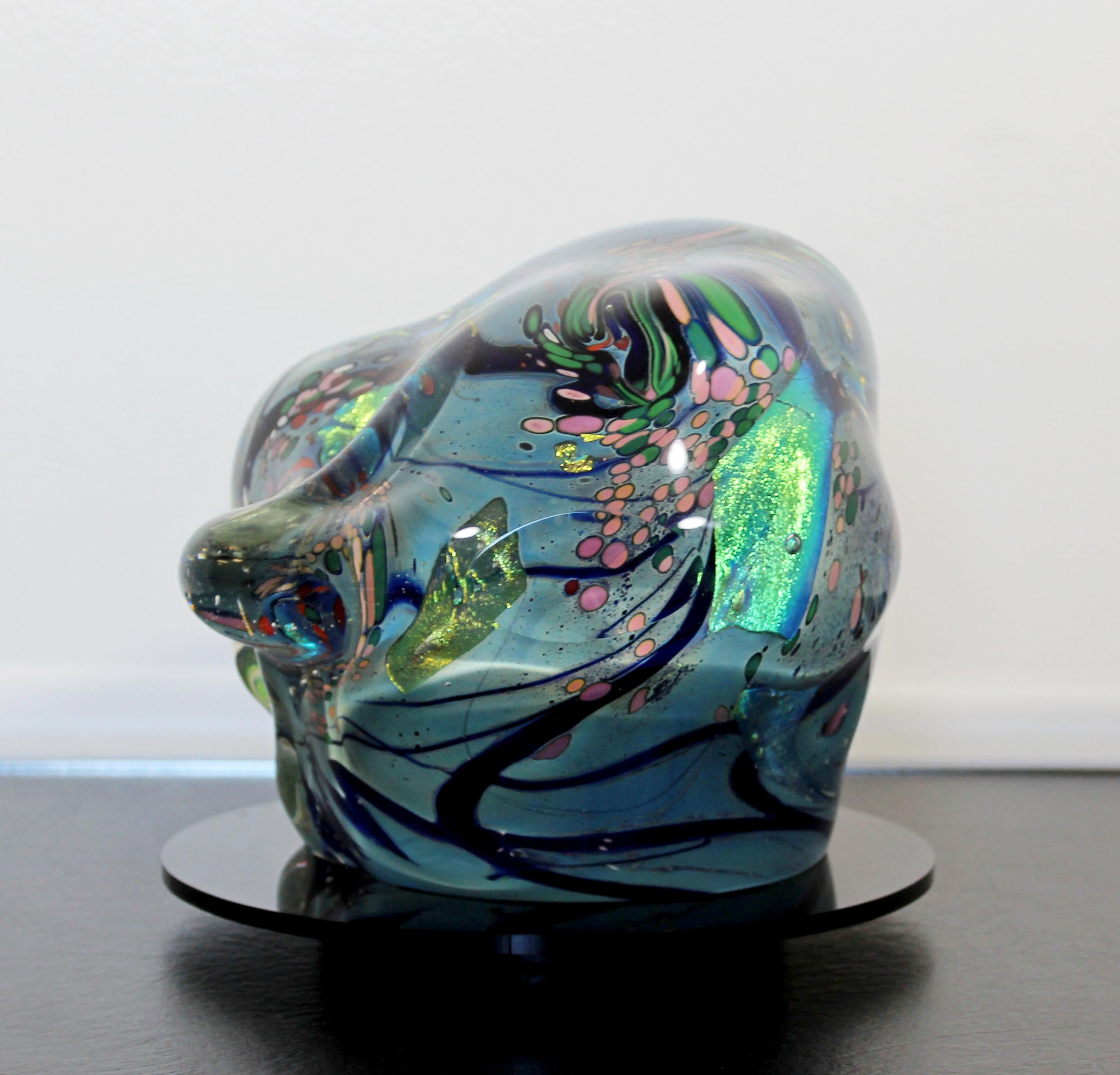 Late 20th Century Contemporary Art Glass Swivel Base Table Sculpture Signed Dated Rollin Karg 1994