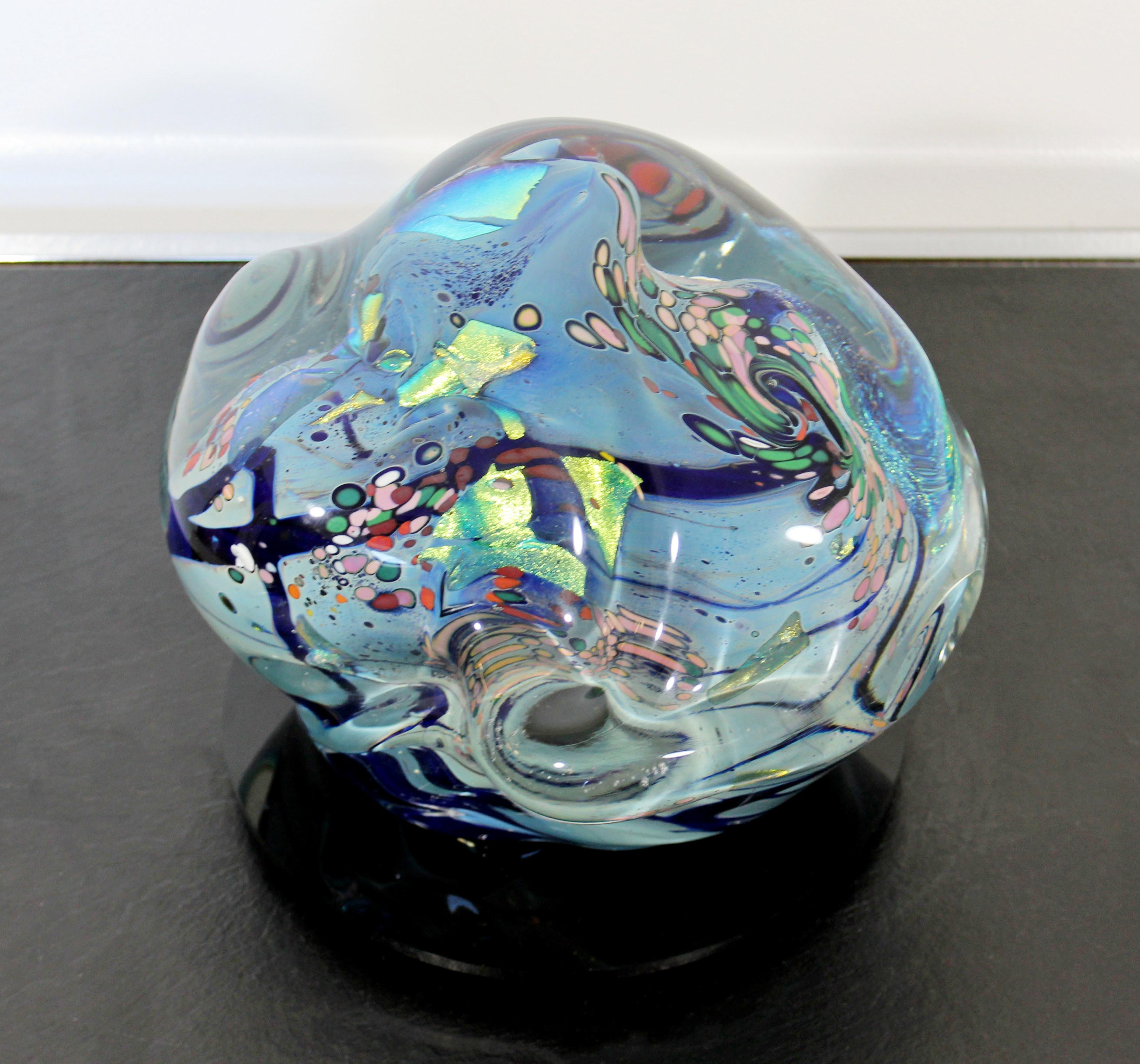 Contemporary Art Glass Swivel Base Table Sculpture Signed Dated Rollin Karg 1994 1