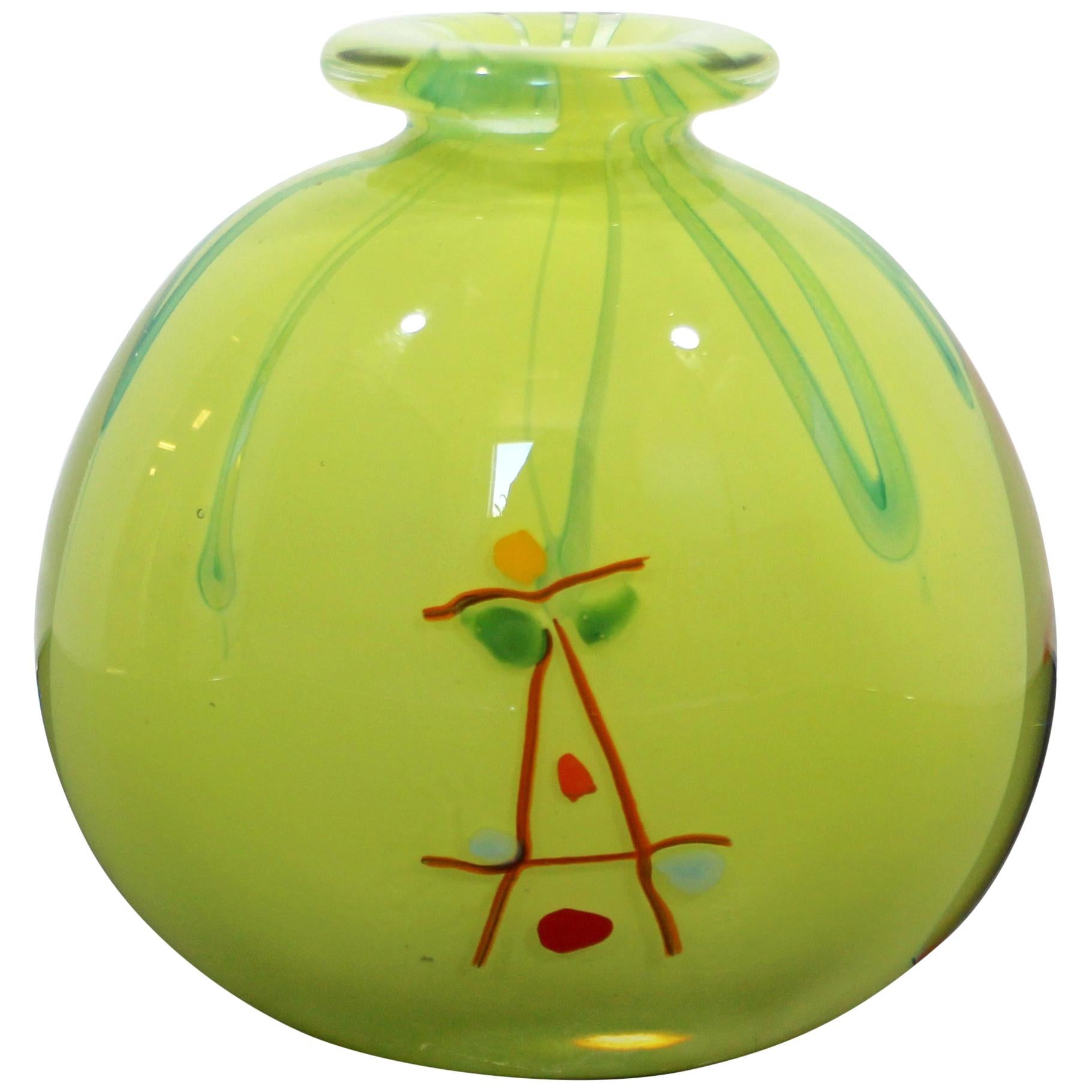 Contemporary Art Glass Vase Table Sculpture Signed Dated 2006 Green at 1stDibs