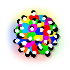 Contemporary Art Lighting Sculpture - Volto degli Altri by Marco Lodola