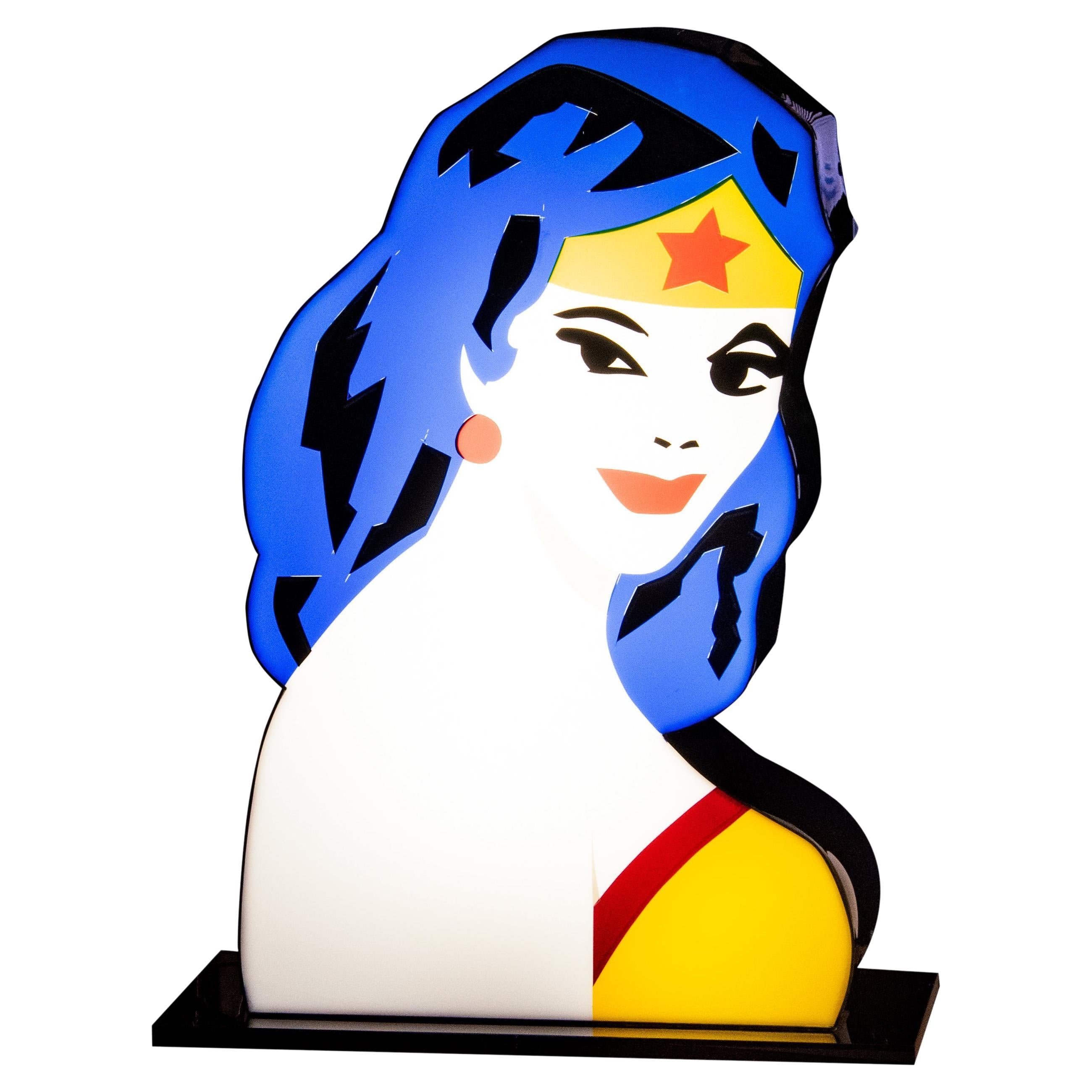Contemporary Art Lighting Sculpture - Wonder Womand by Marco Lodola For Sale